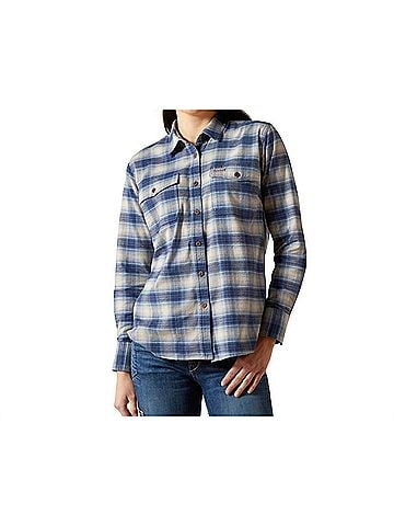Ariat Rebar Flannel Durastretch Work Shirt in Navy (view 2)