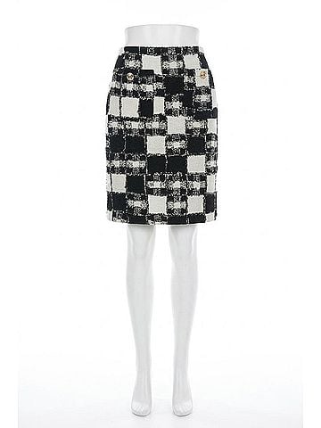 Joseph Ribkoff Jayla Jacquard Plaid Print Pull-On Mini Skirt in Black And Cream (view 1)