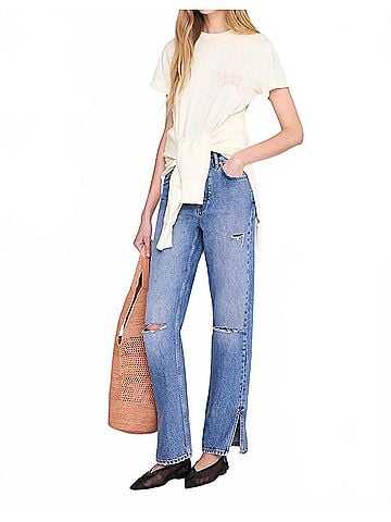 Anine Bing Women's Shelley Surfer Tee in Washed Buttercream (view 2)