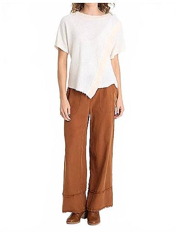 XCVI Ursus Asymmetric Panel Pullover Top in Toasted Almond (view 2)