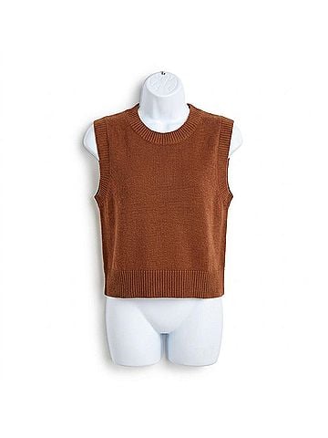 French Connection Mozart Crew Neck Sleeveless Vest in Casablanca Brown (view 1)