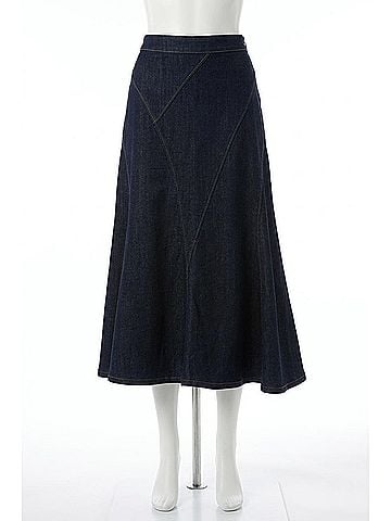 Joseph Ribkoff Midi Flared Jean Skirt in Dark Blue Denim (view 1)