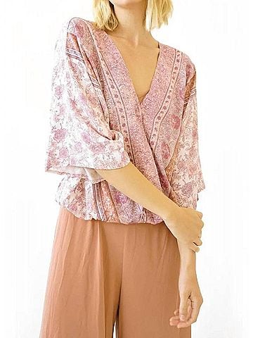 Mystree Boho Wrap Blouse in Lavender (view 2)