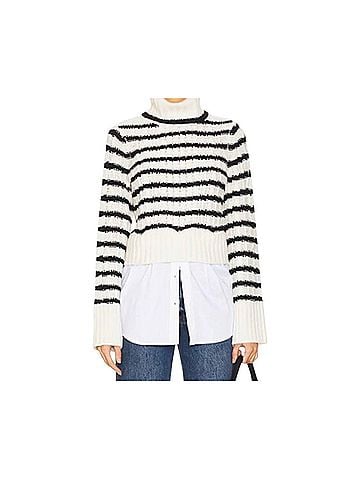 Veronica Beard Iyla Turtleneck Sweater in Ivory Black (view 2)