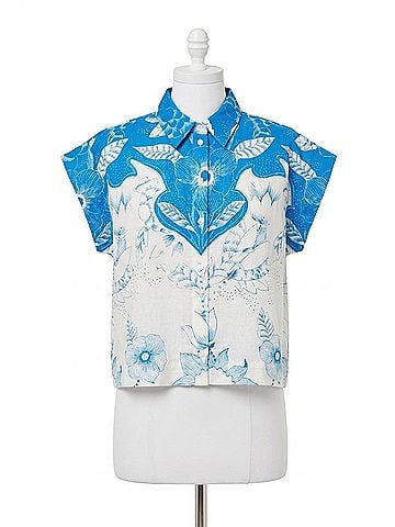 Cleobella Simone Cropped Button Down Blouse in Celestia Print (view 1)