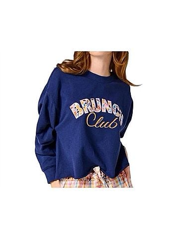 Shiraleah "Brunch Club" Lounge Sweatshirt in Navy (view 2)