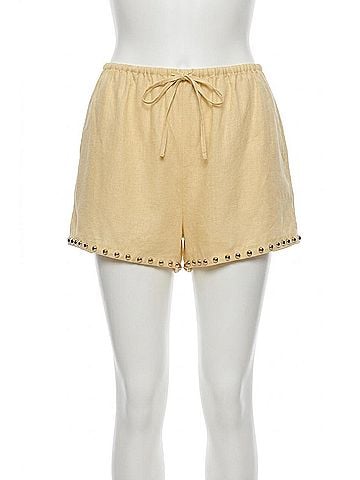 STAUD Paddle Linen Shorts in Butter Studs (view 1)