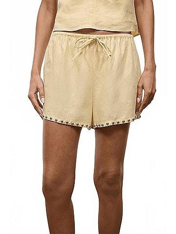 STAUD Paddle Linen Shorts in Butter Studs (view 2)