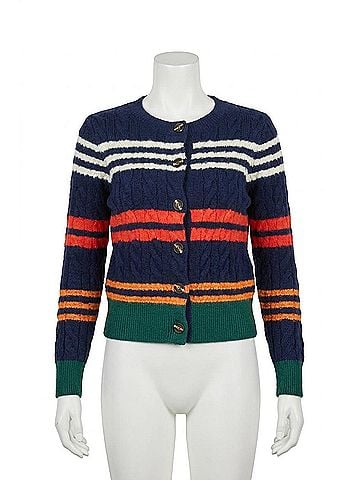 Blu Pepper Stripe Cable Knit Cardigan in Multicolor (view 1)