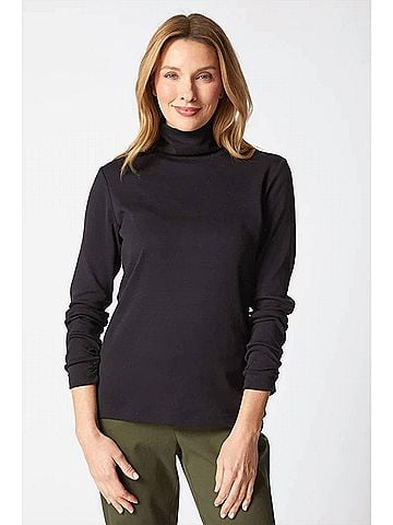 Habitat Cozy Ribbed Ruched Turtleneck Sweater in Black (view 2)