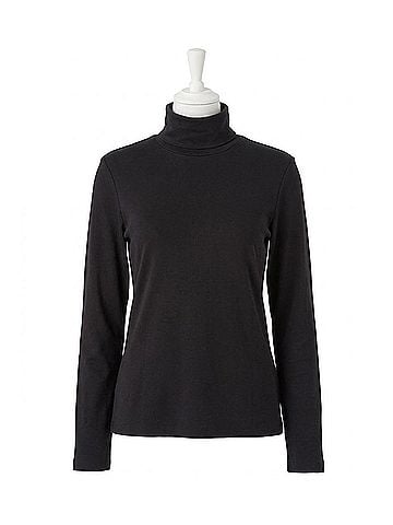 Habitat Cozy Ribbed Ruched Turtleneck Sweater in Black (view 1)