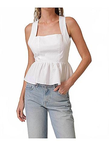Line & Dot Essie Peplum Top in White (view 2)