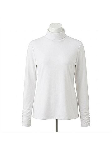 Habitat Cozy Ribbed Ruched Turtleneck Sweater in Winter White (view 1)
