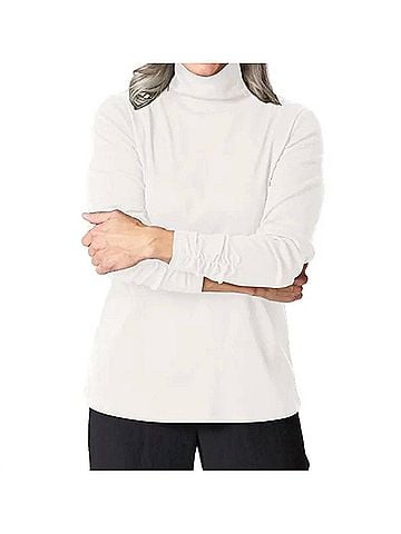 Habitat Cozy Ribbed Ruched Turtleneck Sweater in Winter White (view 2)