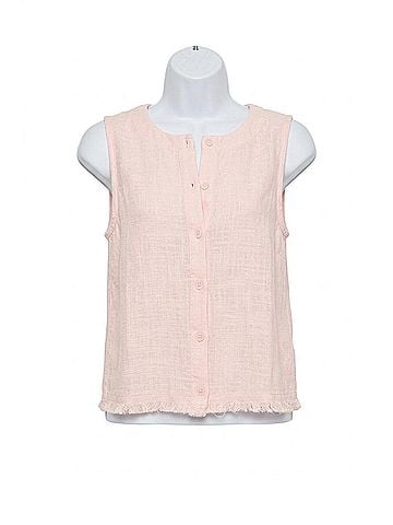 Bobi Button Front Tank Top in Seasalt (view 1)