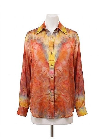 Zimmermann Alchemy Relaxed Satin Shirt in Ruby Tie Dye (view 1)