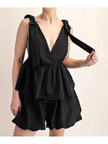 Glam Volume And Virtue Short Set in Black (view 2)