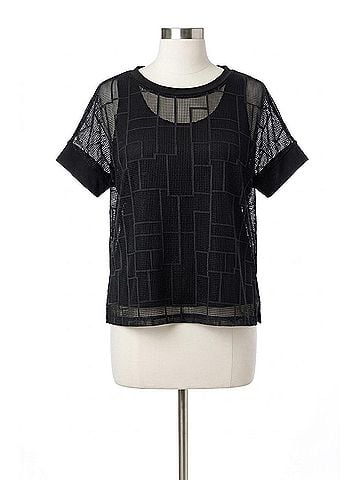 Sympli Honeycomb Mesh Boxy Top in Abstract Black (view 1)