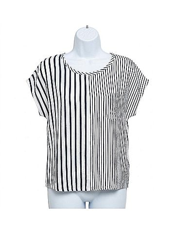 Habitat Earn Your Stripes Fine Line Tee in White/Navy (view 1)