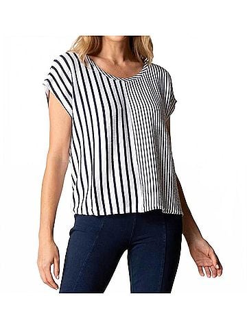 Habitat Earn Your Stripes Fine Line Tee in White/Navy (view 2)