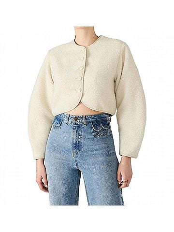Steve Madden Emili Cropped Jacket in Cream (view 2)
