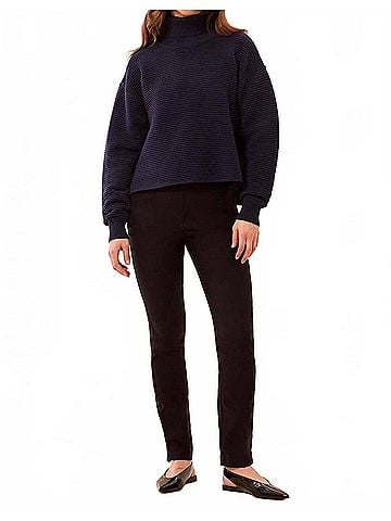 Tribal Textured Rib Mock Neck Sweater With Side Slits in Nightfall (view 2)