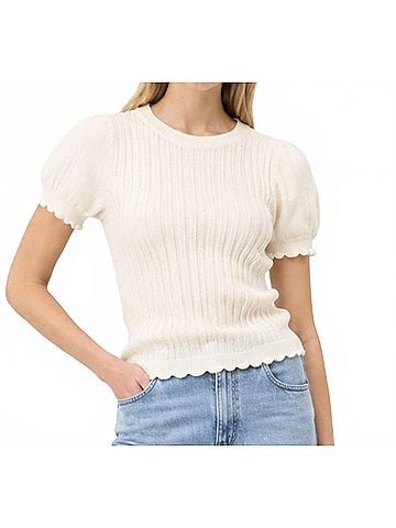 Closed Effect Crinkle Blouse in Beige (view 2)