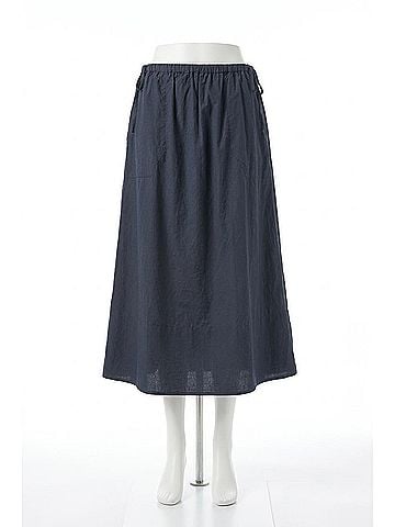 Lilla P Poplin A-Line Midi Skirt in Navy (view 1)