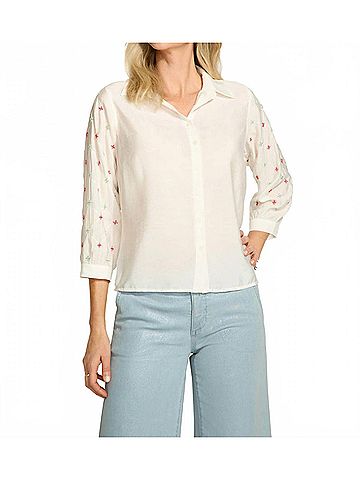 FDJ Embellished Sleeve Blouse in White (view 2)