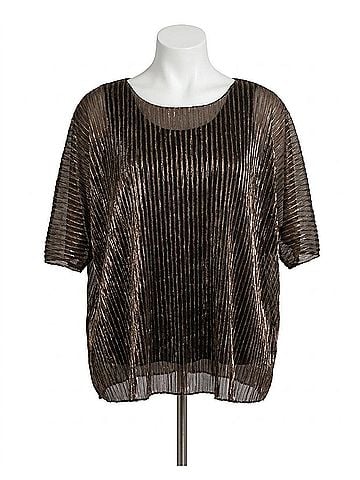 Sympli Pleated Mesh Nu Clip Top in Black/Gold (view 1)