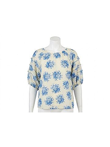 Ivy Jane The French Garden Top in Off White/ Blue (view 1)