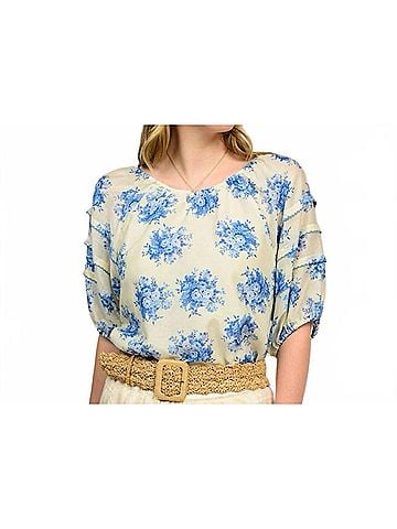 Ivy Jane The French Garden Top in Off White/ Blue (view 2)