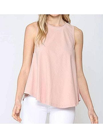 Fate Jersey Cotton Flowy Tank in Pink (view 2)