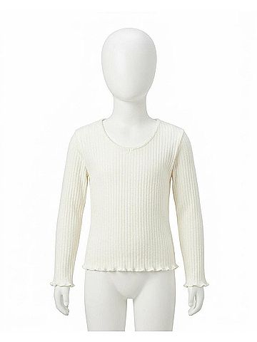 Rylee + Cru Girls' Teen Ribbed Long Sleeve Tee 16 Mo in Ivory (view 2)