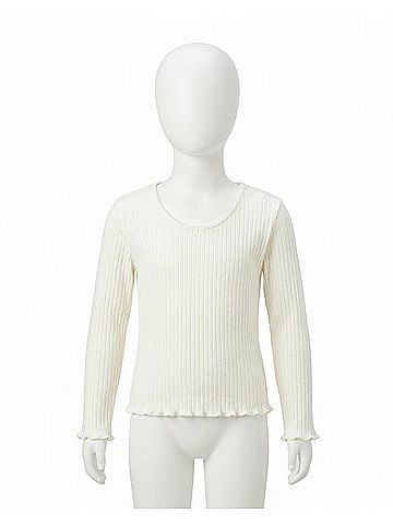 Rylee + Cru Girls' Teen Ribbed Long Sleeve Tee 14 Mo in Ivory (view 2)