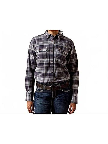 Ariat Rebar Durastretch Flannel Tunic Shirt in Nine Iron (view 2)