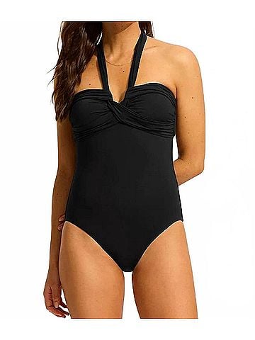 Seafolly Halter Bandeau One Piece in Black (view 2)