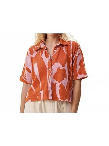 FRNCH The Water Lily Short Sleeve Shirt in Orange (view 2)