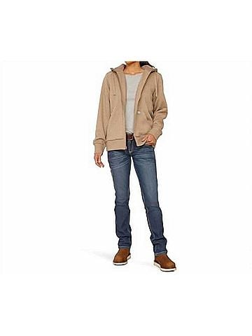 Ariat Women's Rebar All-Weather Sherpa Full Zip Hoodie in Oatmeal Heather (view 2)