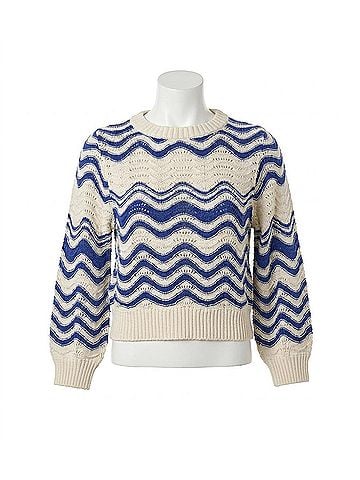 Cleobella Zoetry Pointelle Knit Sweater in Ivory / Surf The Web (view 1)