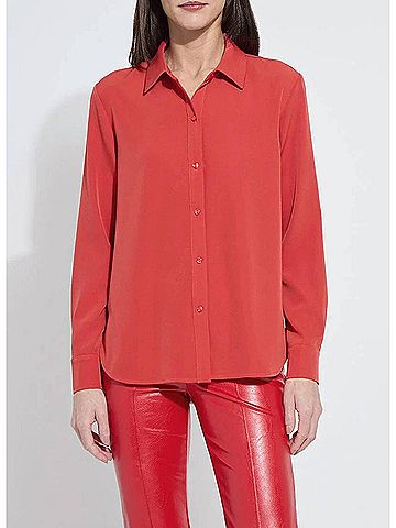 Lyssé Parker Button Down Shirt in Extra Ordinary Red (view 2)