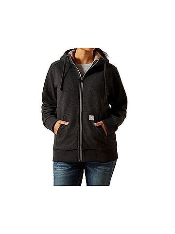 Ariat Rebar All Weather Sherpa Full Zip Hoodie in Charcoal Heather (view 2)