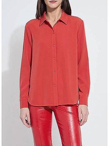 Lyssé Parker Button Down Shirt in Extra Ordinary Red (view 2)