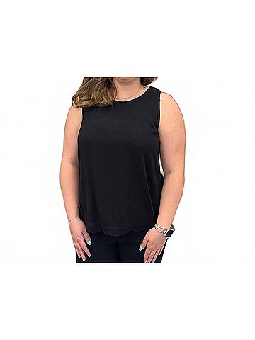 Umgee Linen Scallop Hem Sleeveless Top in Black (view 2)