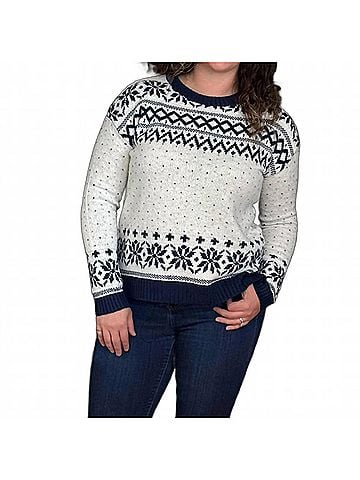 Staccato Ski Lodge Sweetheart Sweater in Ivory Navy (view 2)