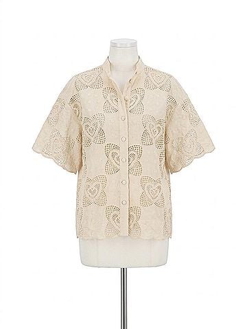 Zimmermann Wanderlust Scalloped Shirt in Cream/Ivory (view 1)