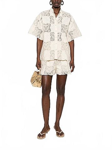 Zimmermann Wanderlust Scalloped Shirt in Cream/Ivory (view 2)