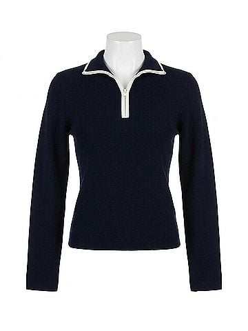 Closed Half-Zip Long Sleeve Sweater in Dark Night (view 1)