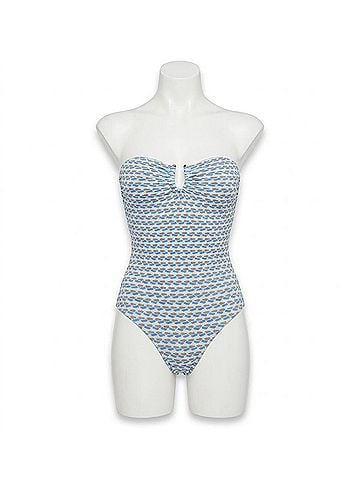 Seafolly Mala Ring Front Bandeau One Piece in Powder Blue (view 1)