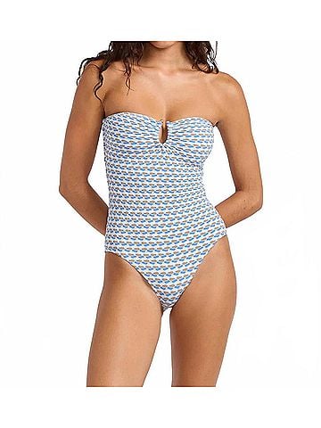Seafolly Mala Ring Front Bandeau One Piece in Powder Blue (view 2)